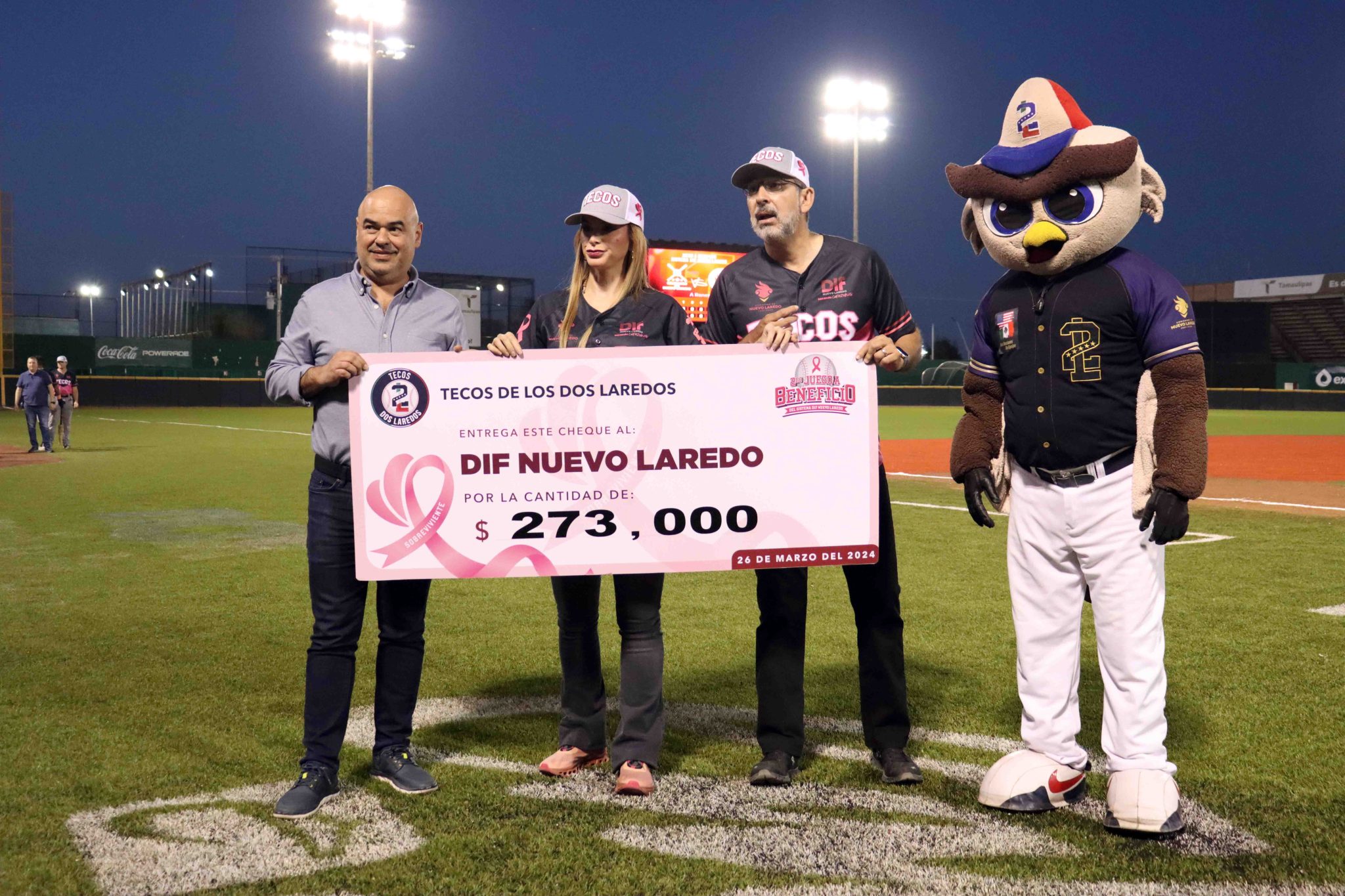 Cumplen Tecos y afición en 2do. juego a beneficio del DIF Nuevo Laredo Tecos de los Dos Laredos